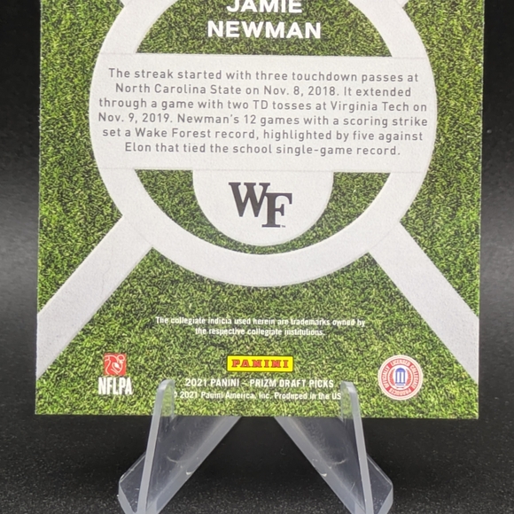2021 Panini Prizm Draft Picks On Campus Jamie Newman OC-JN Rookie RC Wake Forest - Picture 6 of 6